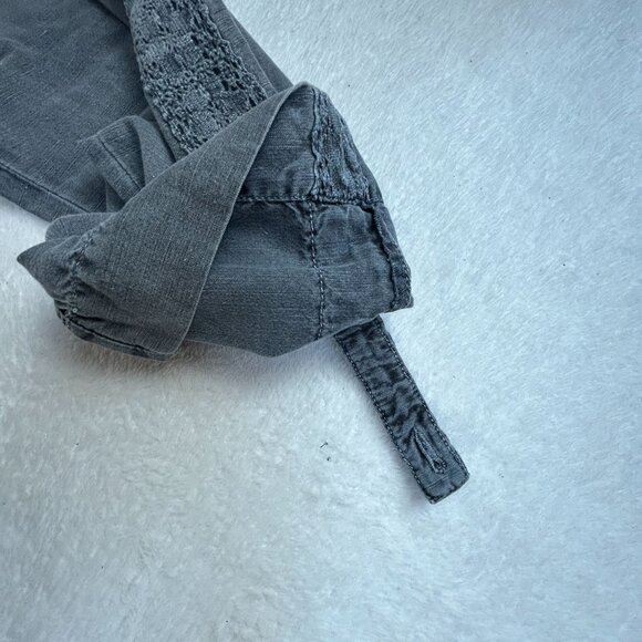 Sundance Womens Gray Linen Blend Lace-Trim Capri Cargo Pants Size 12 Convertible - Picture 10 of 10